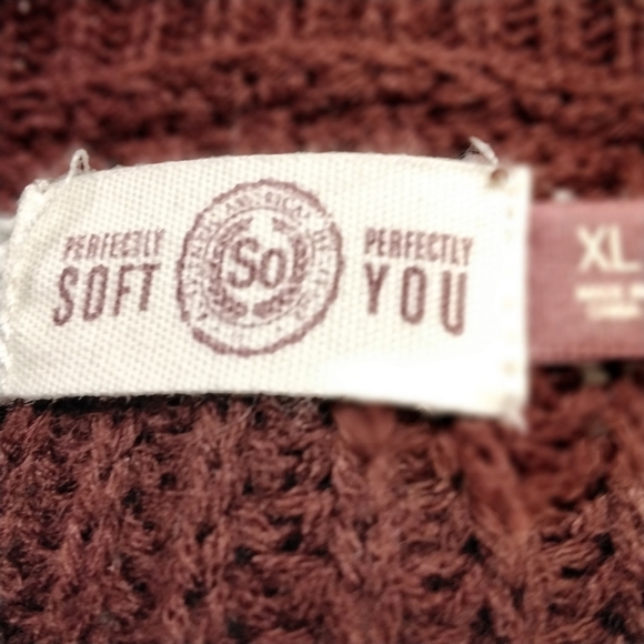 Burgundy & White Striped Stitch Tunic Sweater   Size XL - Picture 6 of 6